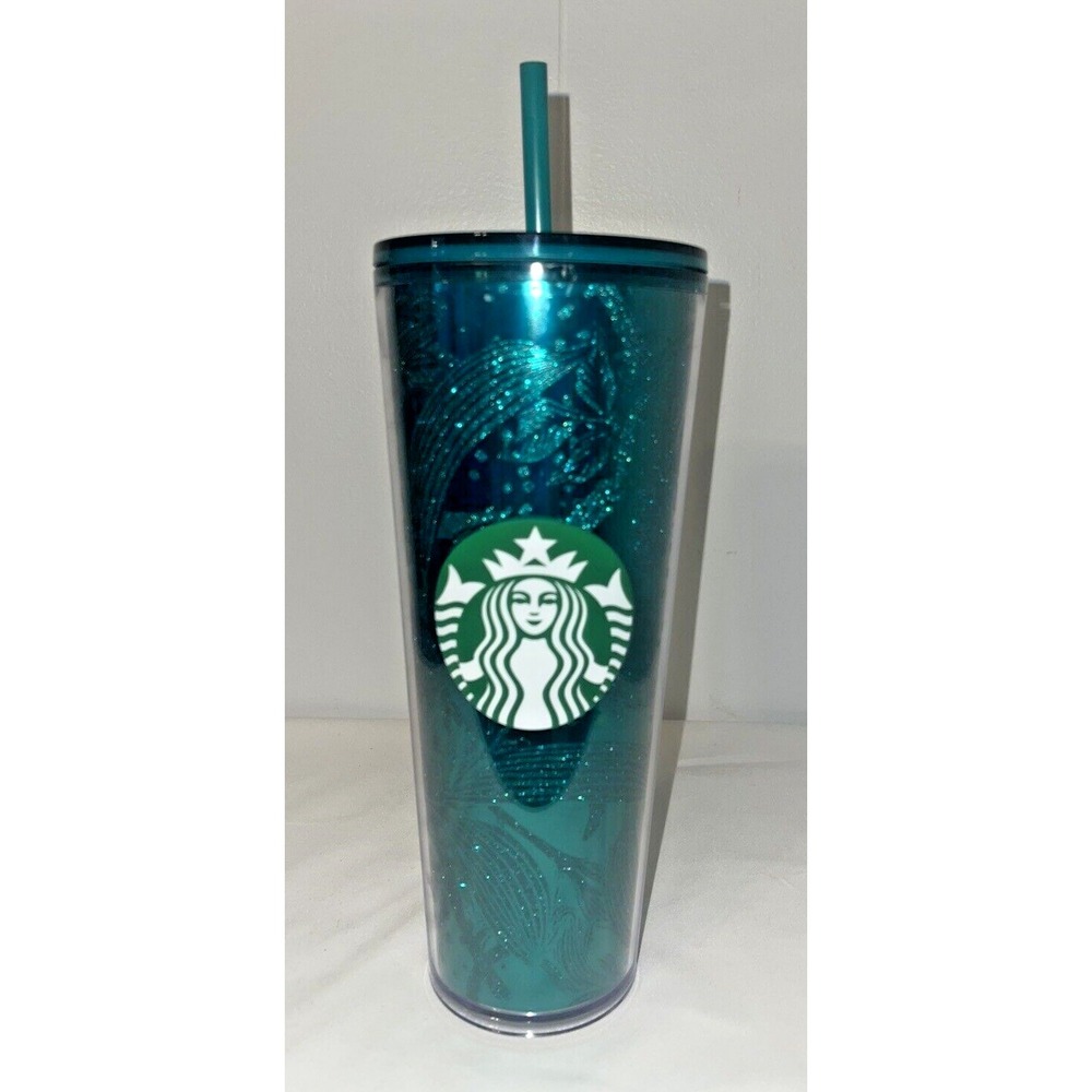 Starbucks Fall 2021 Emerald Sparkle Green Glitter 24 oz Tumbler Cold‎ Cup New